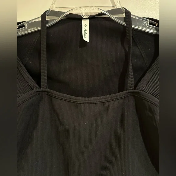 HALARA Black Ribbed Long Sleeve Crop Top Size Medium - Picture 4 of 7